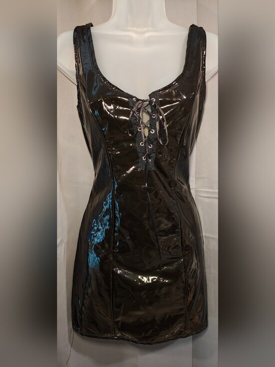 Leg Avenue Dresses & Skirts - Y2K Leg Avenue Glossy Vinyl Lace Up Mini Dress.